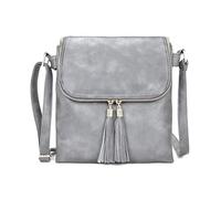 The Accessory Co. Womens Cross Body Bag Messenger Multi Compartment Large Over Shoulder Satchel Handbag Long Strap (4: L Grey)