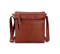 The Accessory Co. Womens Cross Body Bag Messenger Multi Compartment Large Over Shoulder Satchel Handbag Long Strap (4: Brown)