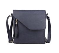 The Accessory Co. Womens Medium Multi Compartment Cross Body Shoulder Messenger Bag with Pockets, Long Strap, Over Shoulder Bag (2: Navy Blue)