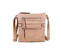 The Accessory Co. Womens Medium Multi Compartment Cross Body Shoulder Messenger Bag with Pockets, Long Strap, Over Shoulder Bag (Blush Pink)