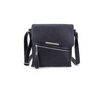 The Accessory Co. Womens Medium Multi Compartment Cross Cody Shoulder Messenger Bag with Pockets, Long Strap, Over Shoulder Bag (Black)
