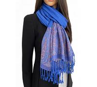 The Accessory Co. Womens Scarf Pashmina Shawl Wrap - Ladies Long & Large Lightweight Floral Paisley Print Neck Blanket Scarves Keeps You Warmer for Evening, Winter, Weddings (Paisley Blue)