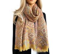 The Accessory Co. Womens Scarf Pashmina Shawl Wrap - Large Lightweight Floral Paisley Scarf for Women for Winter, Weddings, Meditation, Prayer & More, Stylish Neck Scarf for Women (Hazed Yellow)