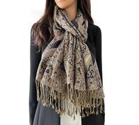 The Accessory Co. Womens Scarf Pashmina Shawl Wrap - Large Lightweight Floral Paisley Scarf for women for Winter, Weddings, Meditation, Prayer & More, Stylish Neck scarf for Women