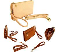 The Accessory Co. Womens Small Clutch Bag Plain Crossbody Purse Multi Compartment Pocket Evening Bridal with Wristlet and Long Shoulder Strap (Light Pink)