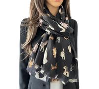 The Accessory Dog Print Womens Scarf Shawl Wrap Lightweight Scarf, Black Gift Cotton Spring Summer Winter Scarfs Women, Ladies Scarves, Gifts 40th 50th 60th Birthday Present (Black)