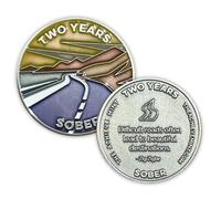 The Achieve Mint 2 Years Sober Token | Two Year Sobriety Chip | Non-AA, Non-Religious Medal for Women and Men Celebrating Sobriety
