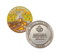 The Achieve Mint 4 Months Sober Token | Four Month Sobriety Chip | Non-AA, Non-Religious Medallions for Men and Women Celebrating Sobriety