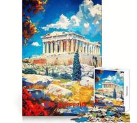 The Acropolis Greece Travel Poster Jigsaw Puzzles for Adults1000 Pieces Think Smart Toy Family Bond Accurate Cut Seasonal Gift (50x75cm)