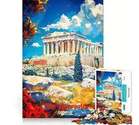 The Acropolis Greece Travel Poster Jigsaw Puzzles for Teenagers 1000 Piece Raise Memory Leisure Time Clean Edge Lovely Present (38x52cm)