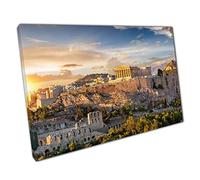 The Acropolis Of Athens Greece With The Parthenon Temple During A Summer Sunset Wall Art Print On Canvas Picture For Home Office Decor 45x30cm (18x12In)