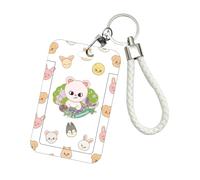 The Acrylic Kpop Photo Card Holder Includes 1 Cartoon Pattern ID Card Photo Holder and Short Lanyard, 1 Detachable Cute Cartoon Character Keychain Pendant, Suitable for Gifts for Kids, Friends, Fans