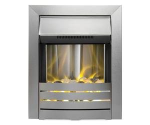 The Adam Helios Brushed Steel Electric Fire with Pebble Bed Glow Effect