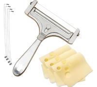 The adjustable cheese slicer is equipped with four additional replacement lines for easy replacement. Hand-held steel cheese slicer is suitable for cheddar cheese and mozzarella cheese.