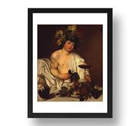 the adolescent bacchus by Caravaggio Merisi, vintage art, A3 reproduction in 17x13" (A3) Black Frame