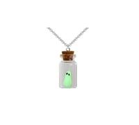 The Adopt a Ghost Necklace Earrings Set for Women Ghost in A Bottle Pendant Necklace Glow In Dark Ghost Dangle Earring Spooky Halloween Jewelry, 4.5*2.2cm, Zinc, No Gemstone