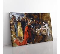 The Adoration Of The Magi By Peter Paul Rubens Classic Painting Canvas Wall Art Print Ready to Hang, Framed Picture for Living Room Bedroom Home Office Décor, 50x35 cm (20x14 Inch)