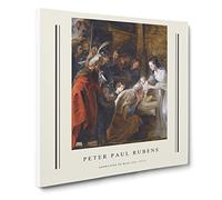 The Adoration Of The Magi By Peter Paul Rubens Exhibition Museum Classic Painting Canvas Wall Art Print Ready to Hang, Framed Picture for Living Room Bedroom Home Décor, 14x14 Inch (35x35 cm)