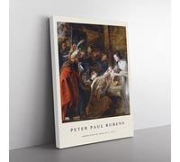 The Adoration Of The Magi By Peter Paul Rubens Exhibition Museum Painting Canvas Wall Art Print Ready to Hang, Framed Picture for Living Room Bedroom Home Office Décor, 50x35 cm (20x14 Inch)