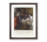 The Adoration Of The Magi By Peter Paul Rubens Exhibition Museum Painting Framed Wall Art Print, Ready to Hang Picture for Living Room Bedroom Home Office Décor, Walnut A4 (34 x 25 cm)