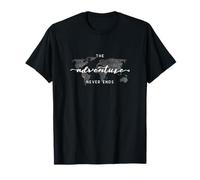 The Adventure Never Ends Gray Black and White World Map T-Shirt