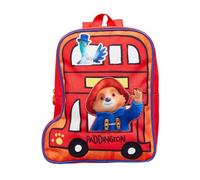 The Adventures of Paddington Bear London Bus Backpack, Red/Orange/Blue Design, 30cm (H) x 25.5cm (W) x 9.5cm (D), Adjustable Shoulder Straps & Hanger for Storage, Paddington Face Rubber Zip-Pull