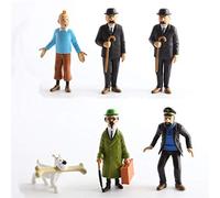 The Adventures of TT 6 Pieces 3 Inch Figurines include Tin-T Captain Handdock Dr Calculus and Snowy PVC Statue Figure