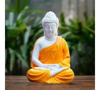 The Advitya Buddha Statue Sitting | Gift Items Premium Rare Handcrafted Polymarble Meditation/Dhyan Lord Figurine/Idol | Decorative/Fengshui/Showpiece (Orange, 5.5-inch) Pack of 1 (Orange), Idol