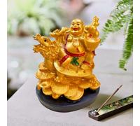 The Advitya Laughing Buddha Statue with Turtle Figurine for Wealth, Goodluck, Vastu Fengshui Spiritual Return Gift for Home Office Farmhouse Room Decor Resin Showpiece |Golden|5.5 Inch