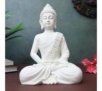 The Advitya Polymarble Meditating Buddha/Buddh/Gautam Buddha Statue Lord Figurine/Idol/Murti Gift Items Showpiece for HomeDecor Decoration Gifting (White - 10.5 inch)