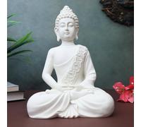 The Advitya Polymarble Meditating Buddha/Buddh/Gautam Buddha Statue Lord Figurine/Idol/Murti Gift Items Showpiece for HomeDecor Decoration Gifting (White - 10.5 inch)