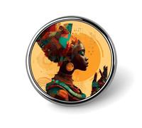 The African Female in Future Round Metal Brooches 1 Inch Memorial Badges Exquisite Decorations Pins for Clothing