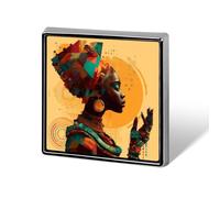 The African Female in Future Square Metal Brooches 1 Inch Memorial Badges Exquisite Decorations Pins for Clothing