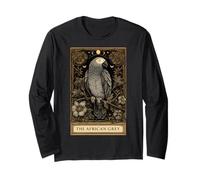 The African Grey Parrot Tarot Card Witchy Moon Long Sleeve T-Shirt