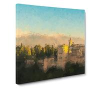 The Alhambra in Granada Spain Canvas Print | Gallery Wrapped 30mm Frame Wall Art | 20x20 inches | Ready to Hang | Abstract Picture | Living Room Bedroom Lounge Office