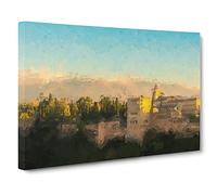 The Alhambra In Granada Spain Canvas Print | Gallery Wrapped 30mm Frame Wall Art | 24x16 inches | Ready to Hang | Abstract Picture | Living Room Bedroom Lounge Office