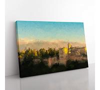 The Alhambra In Granada Spain In Abstract Modern Art Canvas Wall Art Print Ready to Hang, Framed Picture for Living Room Bedroom Home Office Décor, 60x40 cm (24x16 Inch)