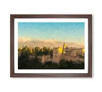 The Alhambra In Granada Spain In Abstract Modern Art Framed Wall Art Print, Ready to Hang Picture for Living Room Bedroom Home Office Décor, Walnut A2 (64 x 46 cm)