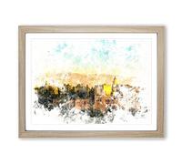 The Alhambra In Granada Spain Watercolour Modern Framed Wall Art Print, Ready to Hang Picture for Living Room Bedroom Home Office Décor, Oak A3 (46 x 34 cm)
