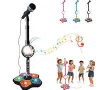 The All-in-On/e Microphone Toy, Kids Karaoke Machine with Adjustable Stand, Colorful Lights and Echo Effect, Children’s Singing Toys, Birthday for Girls Boys (C)