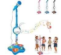 The All-in-On/e Microphone Toy, Kids Karaoke Machine with Adjustable Stand, Colorful Lights and Echo Effect, Children’s Singing Toys, Birthday for Girls Boys (B)