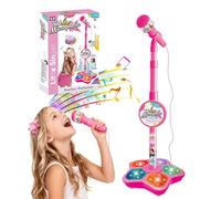 The All in One Microphone Toy, 2025 New Portable Mini Karaoke Machine with LED Lights, Battery Powered Microphone Prop, Christmas Birthday Gifts Toys, Makes Every Day a Concert (Pink)