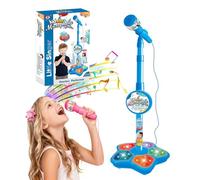 The All in One Microphone Toy, 2025 New Portable Mini Karaoke Machine with LED Lights, Battery Powered Microphone Prop, Christmas Birthday Gifts Toys, Makes Every Day a Concert (Blue)