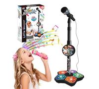 The All in One Microphone Toy, 2025 New Portable Mini Karaoke Machine with LED Lights, Battery Powered Microphone Prop, Christmas Birthday Gifts Toys, Makes Every Day a Concert (Black)