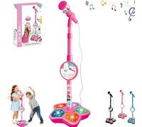 The All in One Microphone Toy - 2026 New Kids Karaoke Machine with Adjustable Stand, Built-in Music, Colorful Lights, and Echo Effects, for Daily Concert Fun (Pink)