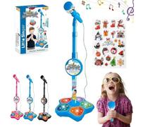 The All-in-One Microphone Toy, 2026 New Kids Karaoke Machine with Adjustable Stand, Colorful LED Lights, Echo Effects & Built-in Music, Children's Microphone for Boys & Girls (Blue)
