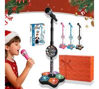 The All-in-One Microphone Toy, 2026 Upgrade Kids Karaoke Machine with Adjustable Stand, Adjustable Stand and Colorful Led Lights, Echo Microphone for Little Singers, for Little Singers (Black)