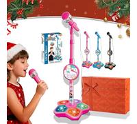 The All-in-One Microphone Toy, 2026 Upgrade Kids Karaoke Machine with Adjustable Stand, Adjustable Stand and Colorful Led Lights, Echo Microphone for Little Singers, for Little Singers (Pink)