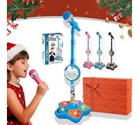 The All-in-One Microphone Toy, 2026 Upgrade Kids Karaoke Machine with Adjustable Stand, Adjustable Stand and Colorful Led Lights, Echo Microphone for Little Singers, for Little Singers (Blue)