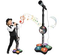 The All-in-One Microphone Toy, Echo Microphone for Kids, 2026 New Karaoke Microphone Toy with Adjustable Stand and LED Lights, Christmas Birthday Gifts for Little Singers (Black)